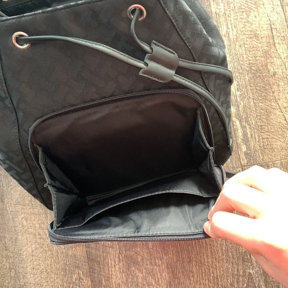 Talbots‎ Black Flap Close Small Backpack Bag Leather